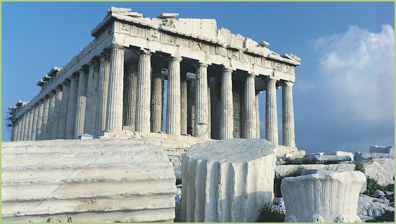 le-parthénon-en-grèce Le Parthénon sur l'Acropole. Tout de marbre blanc du Pentélique et de Paros